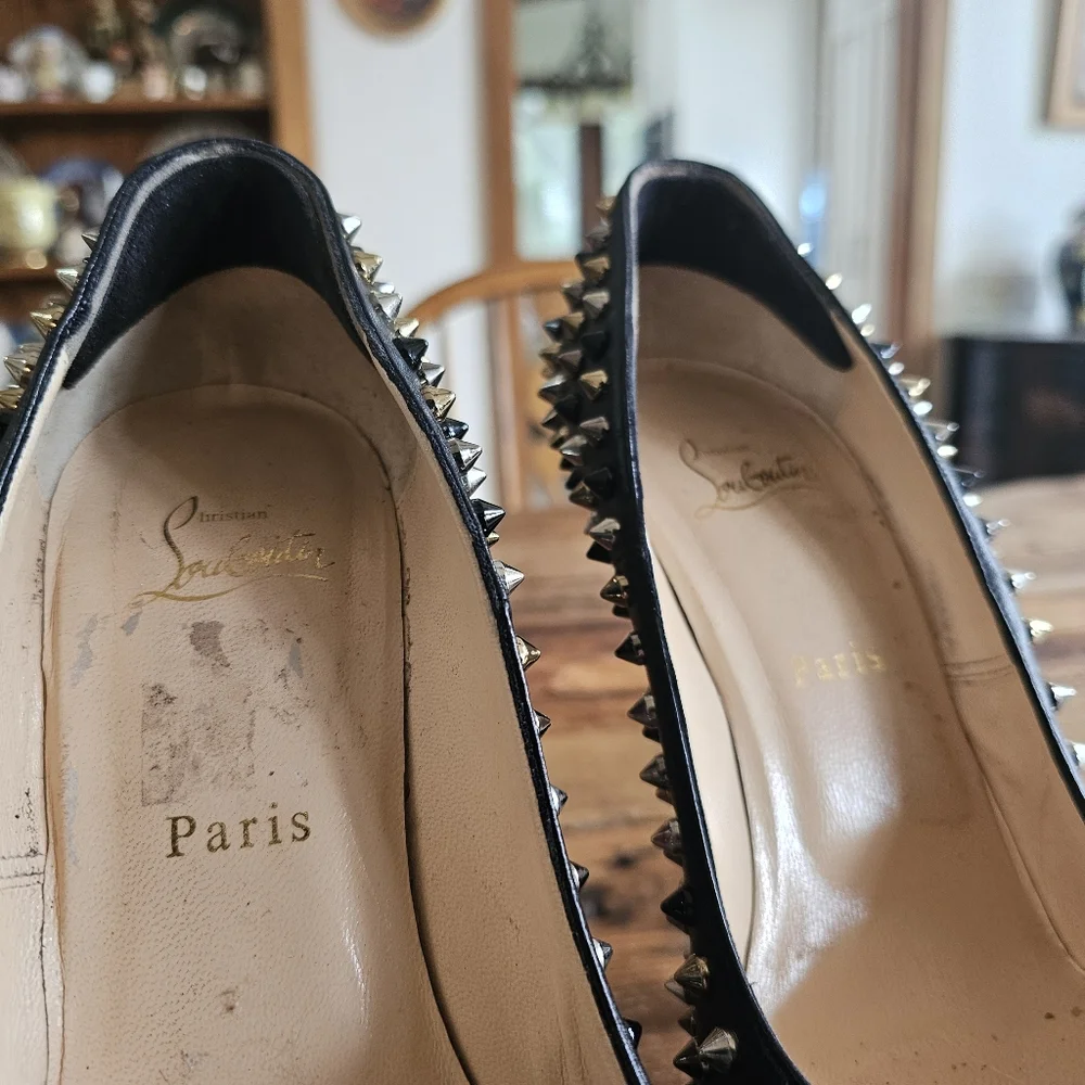 CHRISTIAN LOUBOUTIN Calfskin Daffodile Mix Spikes 160 Pumps Sz 41 - Picture 10 of 15